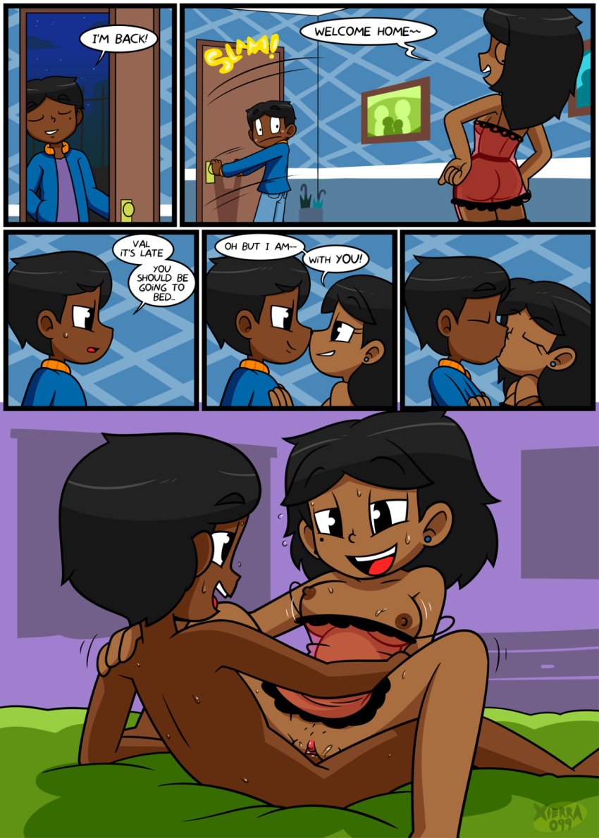 1boy 1girls ass black_eyes black_hair breasts brother brother_and_sister butt clitoris clothed_male_nude_female comic comic_page cowgirl_position dark-skinned_female dark-skinned_male dialogue horny horny_female incest kissing lovin’sis mike_(xierra099) naked naked_female naked_male night_gown nightie nipples nude nude_female nude_male older_brother older_brother_and_younger_sister on_bed pussy raw_sex sex shaved_pussy sibling_incest sibling_romance siblings sister taboo trimmed_pubic_hair unprotected_sex vaginal_sex valerie_(xierra099) xierra099 younger_sister