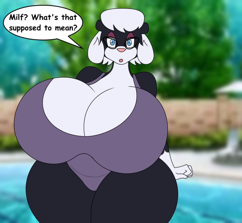 endora_(sabrina_online) furry glasses huge_breasts mature_female milf sabrina_online skunk swimsuit wide_hips