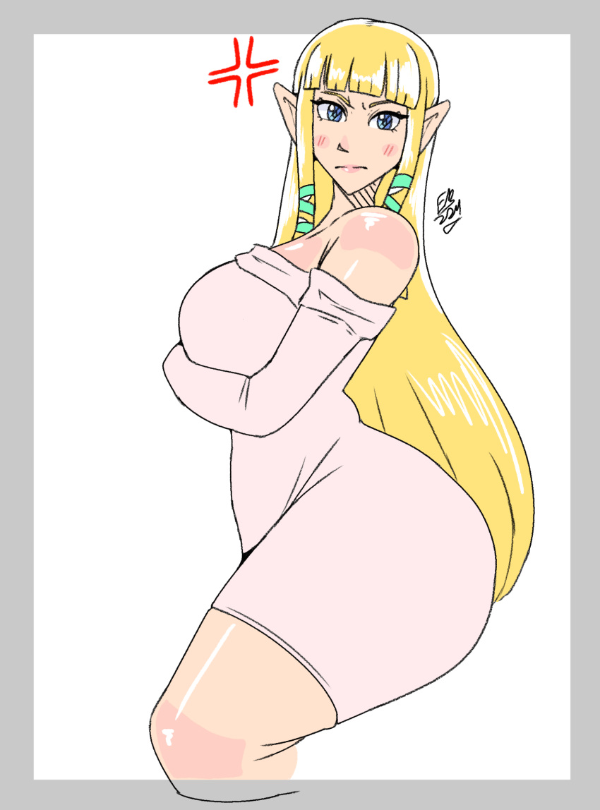 1girls alternate_breast_size ass big_ass big_breasts bimbo blonde_hair blue_eyes breasts curvy easybee female female_only goddess huge_ass hylian hylian_ears long_hair looking_at_viewer motion_lines pink_dress princess_zelda skyward_sword solo solo_female the_legend_of_zelda thick_ass thick_thighs thighs wide_hips zelda_(skyward_sword)