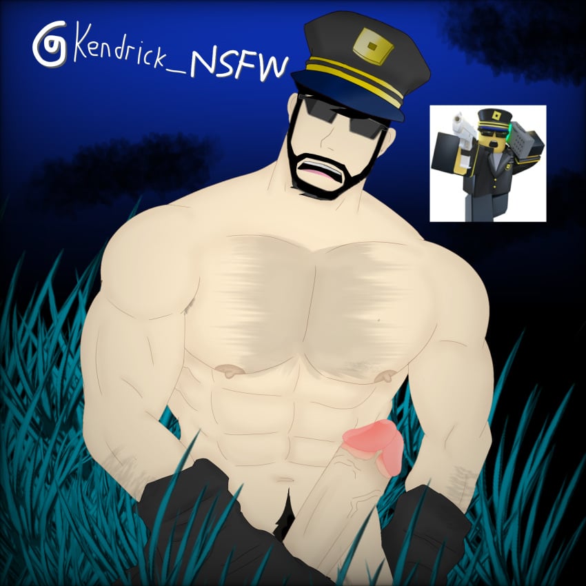 1boy bara beard big_penis boner chest_hair commander_(tds) daddy erect_penis erection gay huge_cock kendrick_nsfw male male_focus male_only muscle muscles muscular muscular_male naked naked_male nude nude_male pecs penis police police_officer police_uniform pubic_hair roblox roblox_game robloxian solo solo_male sunglasses tagme tower_defense_simulator