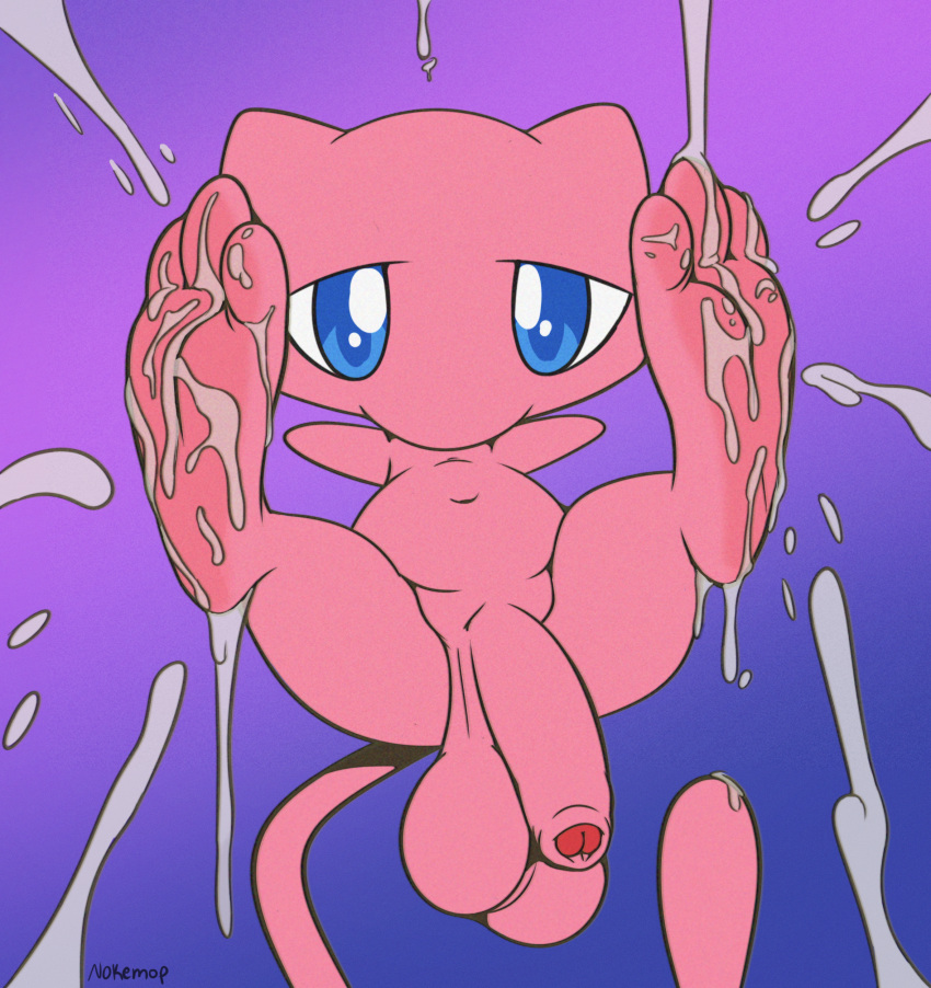 absurd_res balls big_balls big_penis bodily_fluids cum cum_on_feet feet feral foot_fetish foreskin genital_fluids genitals hi_res humanoid_genitalia humanoid_penis legendary_pokemon male mew nintendo nokemop nude penis pokémon_(species) pokemon pokemon_(species) pokemon_only soles solo video_games