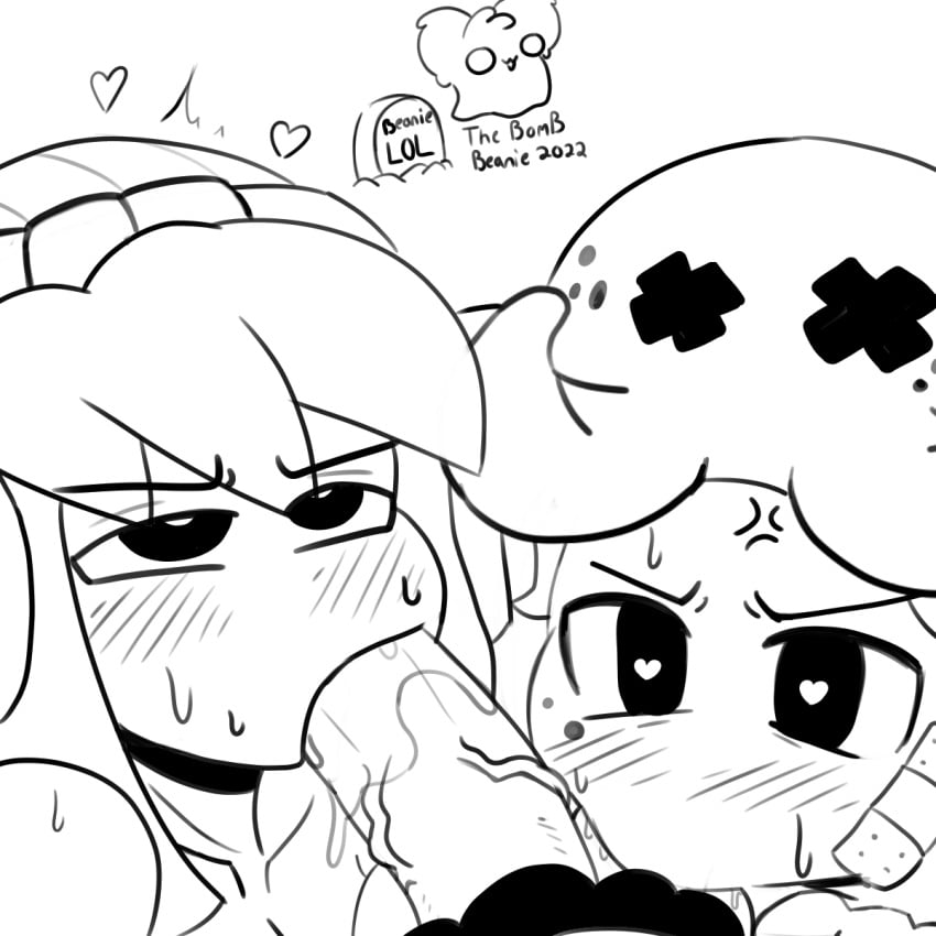 1girls 2boys angry auri_bori bisexual bisexual_male blowjob human_meggy mario mario_(series) meggy_spletzer monochrome oral penis smg4 sunset_paradise sunset_paradise_meggy tagme thebombbeanie