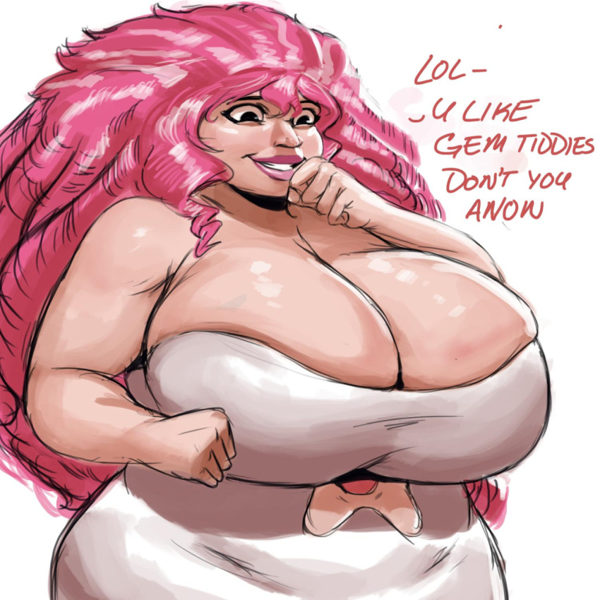 bbw cartoon_network chubby chubby_female cleavage clothed clothing dialogue grabbing_own_breast huge_breasts humanoid light-skinned_female light_skin mature_female meme milf mother overweight overweight_female pink_hair redblacktac rose_quartz_(steven_universe) shitpost smile steven_universe text voluptuous