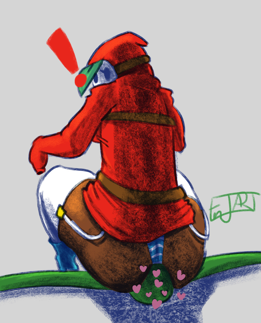 ! 1boy anon ass ass_focus between_ass between_buttocks big_ass dark-skinned_female dark_skin drawn duo enjart face_in_ass facesitting female green_hair heart high_heels hood looking_back male mario_(series) mask nintendo panties panty shimapan shocked shy_gal shy_gal_red sitting_on_person straight striped_panties surprised thighhighs underwear upskirt