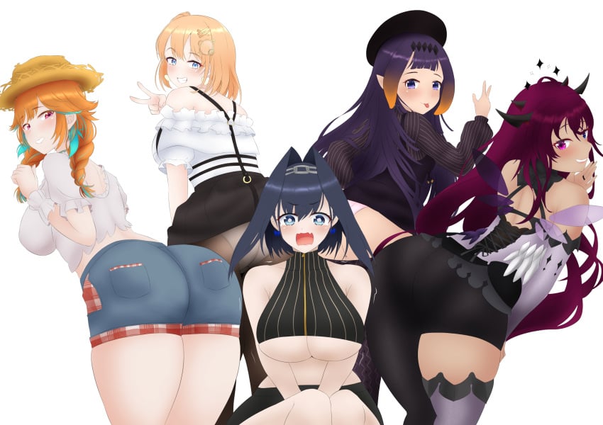 5girls ass ass_shake big_ass big_breasts big_butt bottom_heavy breasts bubble_ass bubble_butt child_bearing_hips denim_shorts embarrassed fat_ass female female_only hololive hololive_english hololive_english_-council- hololive_english_-promise- hololive_myth huge_ass irys large_ass large_breasts medium_breasts mhaknow multiple_girls ninomae_ina'nis ouro_kronii panties shaking shaking_ass shaking_butt shorts sideboob surrounded_by_ass takanashi_kiara thick thick_ass thick_hips thick_thighs twerking twerking_on_face virtual_youtuber watson_amelia white_panties wide_hips yuri