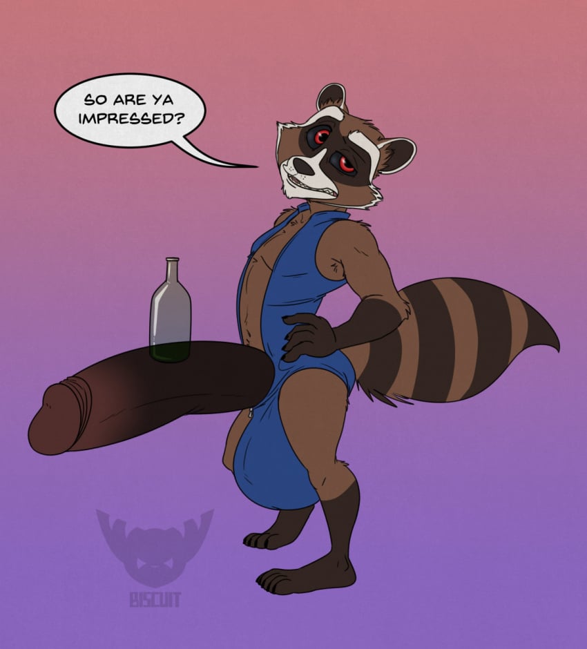 anthro balls basicbiscuit big_balls big_penis boner erection furry gay guardians_of_the_galaxy male male_only marvel penis raccoon rocket_raccoon solo solo_male