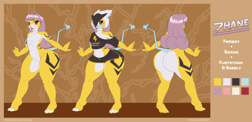 anthro character_sheet femboy game_freak huge_ass legendary_pokémon nintendo original_character pokemon purple_hair raikou red_eyes