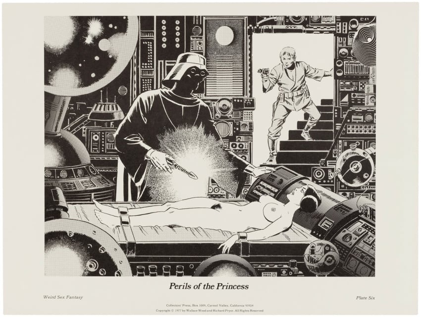 1970s 1970s_futurism 1977 1girls 20th_century 2boys 70s big_breasts black_and_white breasts bush captive captured captured_heroine darth_vader female hairy_pussy luke_skywalker lying lying_on_back lying_on_table monochrome naked naked_female nipples nude nude_female nude_female_clothed_male page_6 princess_leia_organa pubic_hair retro_artstyle_(western) retrofuturism retrofuturist sci-fi science_fiction star_wars straight_hair torture torture_chamber vintage walk-in wally_wood weird_sex_fantasy