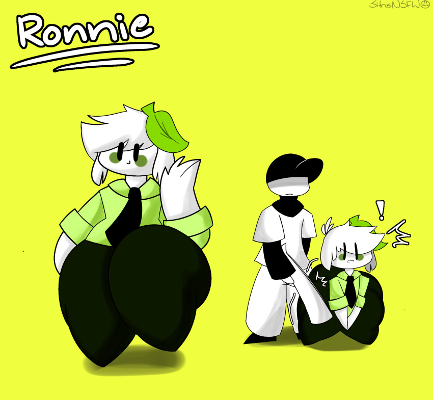 ! 2boys anthro baseball_bat baseball_uniform bending_over big_ass big_ass_(male) big_butt blush color elsen_(off) femboy girly green_suit leaf leaf_on_head male male/male male_only off_(game) ronnie_(sitrusnsfw) sitrusnsfw slapping_thigh source_request suit suit_and_tie surprised the_batter thick_thighs white_hair