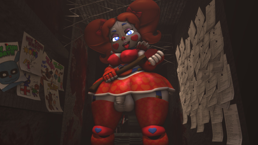 1futa 3d artist_request baby_(fnafsl) balls circus_baby circus_baby_(fnaf) clothed clothing five_nights_at_freddy's five_nights_at_freddy's:_sister_location futa_only futanari looking_at_viewer mostly_clothed penis penis_under_skirt sexbot_circus_baby solo standing testicles