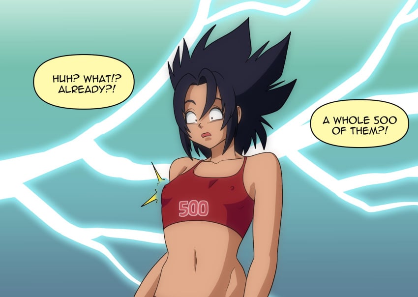 anelin_(darksideava) avalewds breast_expansion comic dark-skinned_female dark_skin darksideava dragon_ball female female_only growth monkey_tail original original_character saiyan_tail shounen_jump solo_focus spiky_hair tail