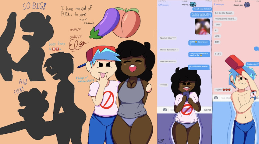 1boy 1girls boyfriend_(friday_night_funkin) carol_(bbpanzu) dark-skinned_female female friday_night_funkin from_behind instant_loss_2koma interracial madbastos therealangrybob tongue_out