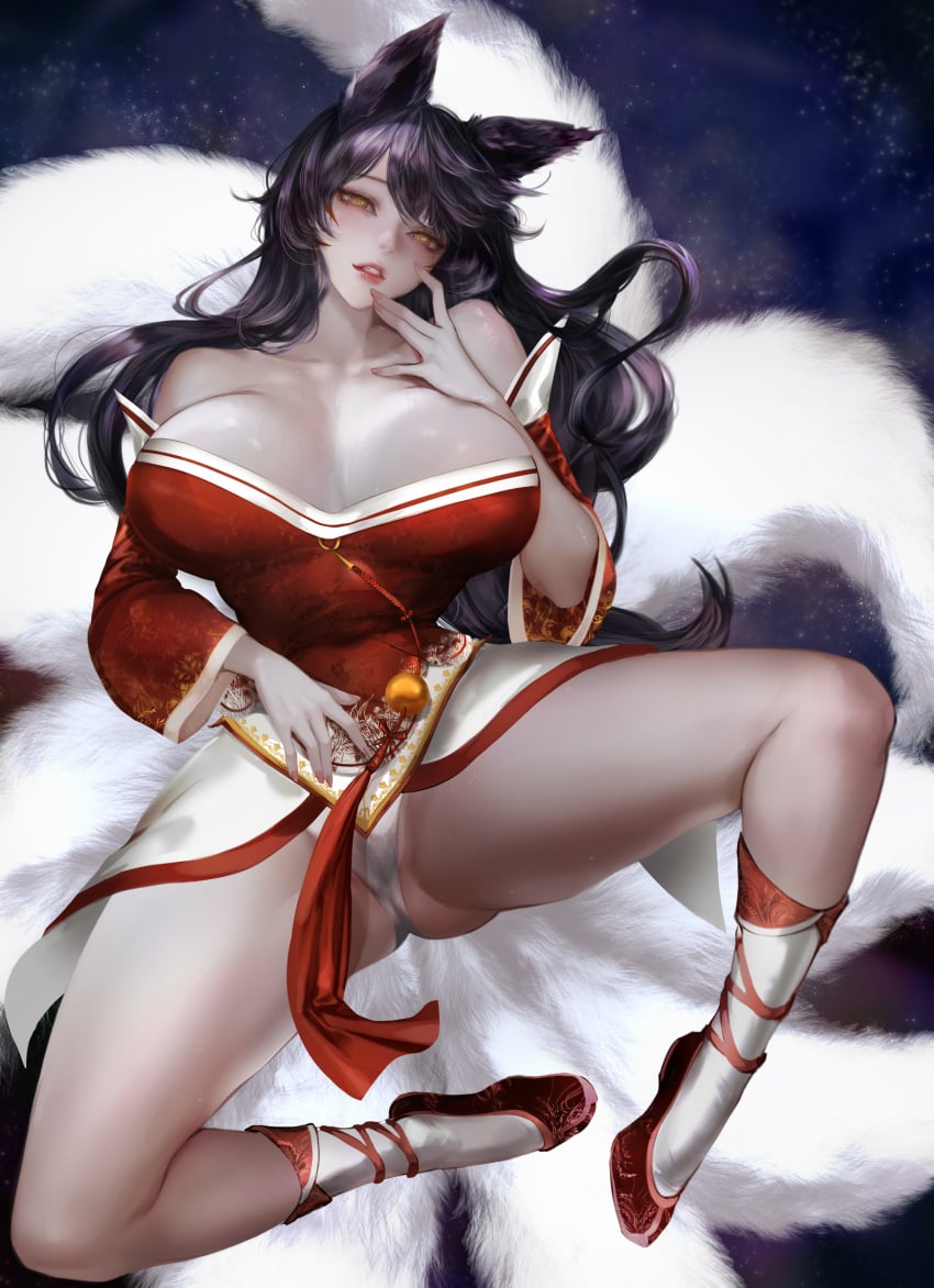 9_tails absurd_res ahri animal_ear_fluff animal_ears animal_girl big_breasts black_hair breasts child_bearing_hips cleavage clothing curvaceous curves curvy curvy_body curvy_female curvy_figure curvy_hips eyelashes eyeliner eyeshadow facial_markings female fluffy fluffy_ears fluffy_tail fluffy_tails fox fox_ears fox_girl fox_tail furry_tail hi_res hips hourglass_figure huge_breasts humanoid inner_ear_fluff kemonomimi kitsune large_breasts league_of_legends light-skinned_female light_skin lohel long_hair multiple_tails nine_tailed_fox pale-skinned_female pale_skin riot_games tail thick_thighs thighs vastaya video_games voluptuous wide_hips yellow_eyes