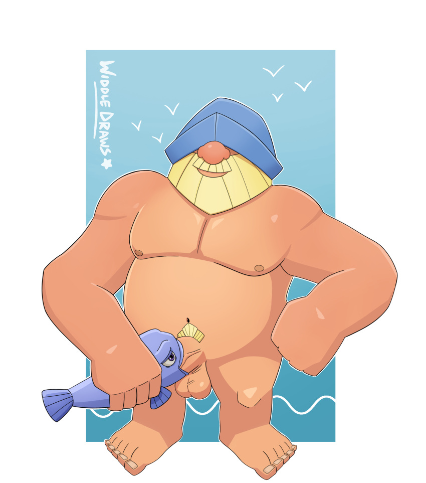 beard clash_(series) clash_royale completely_nude completely_nude_male fish fisherman_(clash_royale) hat hat_covering_eyes makeshift_sex_toy male male_only nude nude_male penis public tagme widdle_draws yaoi zoophilia