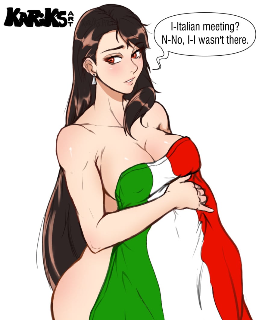 1girls alternate_version_available big_breasts breasts brown_hair curvy dialogue earrings english_text female female_focus female_only final_fantasy final_fantasy_vii flag italian_flag italian_senate_hack kariksart large_breasts light-skinned_female light_skin long_hair looking_back meme nipple_bulge nude nude_female red_eyes solo solo_female square_enix tagme text thighs tifa_lockhart voluptuous white_background