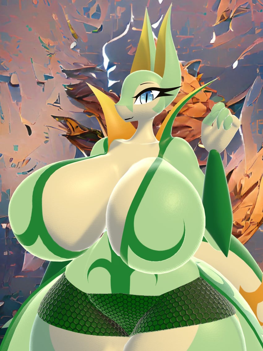 1girls anthro big_breasts big_ears blue_eyes breasts ears eyebrows eyeliner female female_only hourglass_figure huge_breasts humanoid hyper_breasts june_greenfield large_breasts looking_at_viewer pokémon_(species) pokemon serperior snake snake_girl snake_humanoid solo solo_female tagme thick thick_thighs thighs top_heavy voluptuous