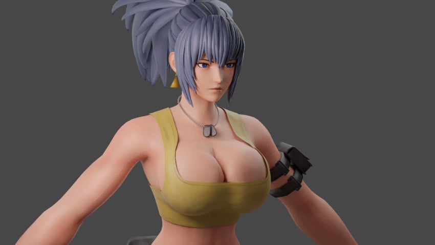 1girls 3d 3d_(artwork) a_pose cleavage king_of_fighters king_of_fighters_xv leona_heidern solo solo_female solo_focus