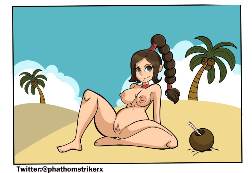 1girls avatar_the_last_airbender breasts brown_hair coconut commission female female_only large_breasts looking_at_another looking_at_partner looking_at_viewer nickelodeon nipples nude nude_female phamthomstrikerx solo solo_female straight_hair ty_lee