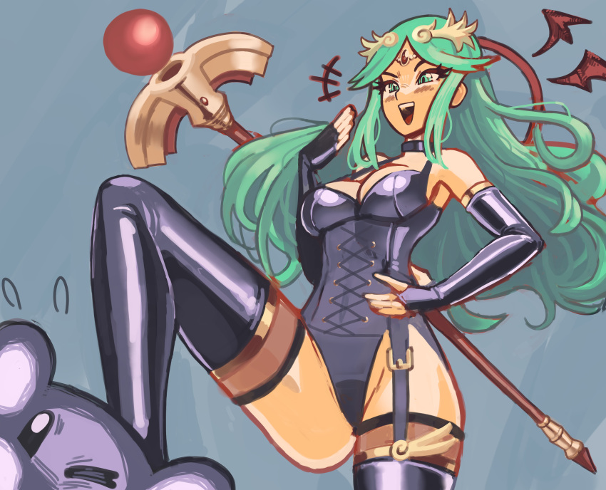 angel anime_gagged bare_shoulders corset dark_palutena deity domination dominatrix elbow_gloves female female_focus femdom fingerless_gloves garter_belt garter_straps goddess green_eyes green_hair hand_on_hip happy_dom happy_female humiliation kid_icarus kirby kirby_(series) latex latex_gloves latex_thighhighs laugh leotard long_green_hair nintendo palutena punishment shiny stepped_on super_smash_bros. thick_thighs thighhighs trample