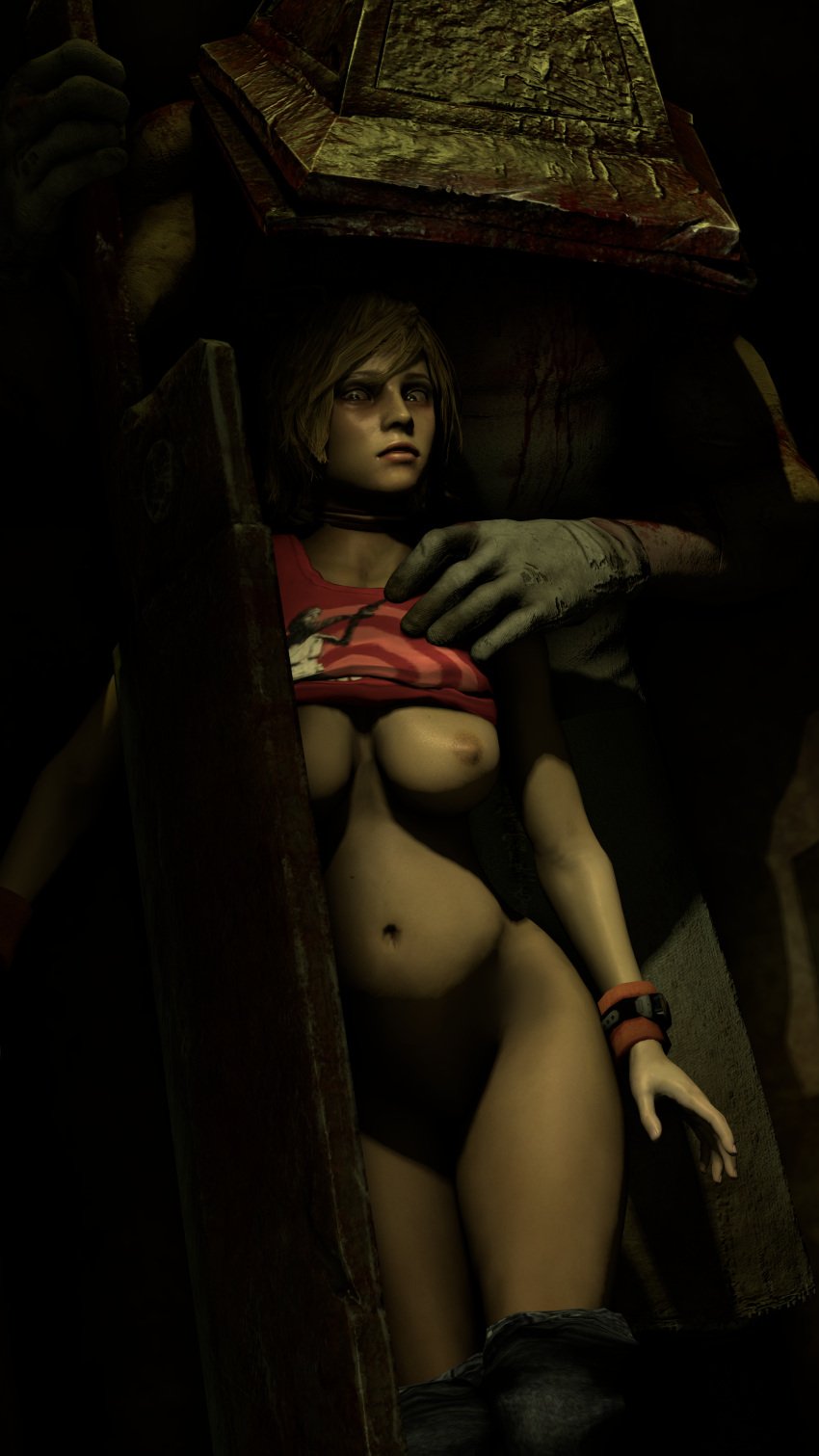 3d dubious_consent ecto-luvr female heather_mason horror human larger_male pale_skin partially_clothed pregnant pyramid_head shirt_lift silent_hill silent_hill_2 silent_hill_3 source_filmmaker wristwear