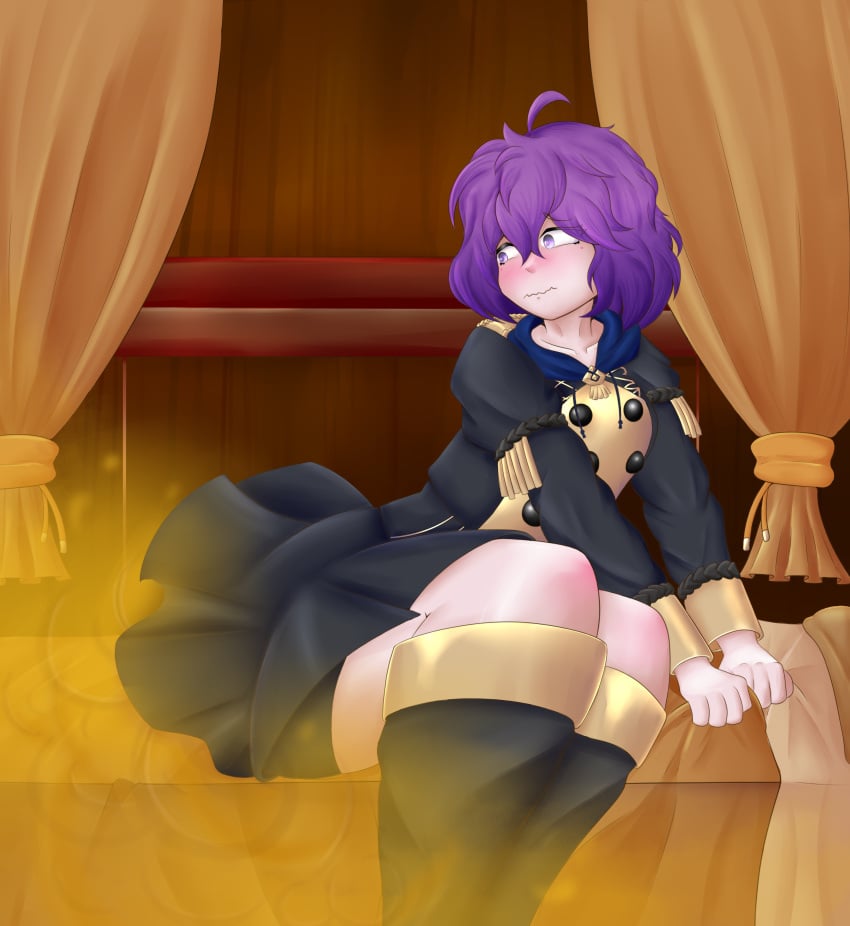 bernadetta_von_varley commission cute embarrassed fart fart_cloud fart_fetish farting female fire_emblem fire_emblem:_three_houses garreg_mach_monastery_uniform gassy human loa_draw nintendo purple_hair shy skirt skirt_lift skirt_lifting_fart thick_thighs