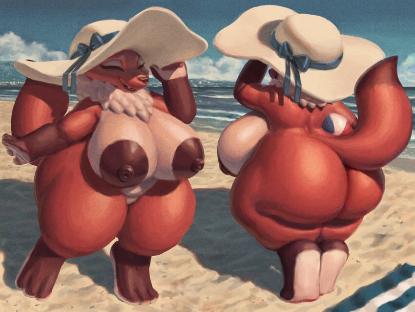 1girls beach big_breasts big_butt breasts fat_ass female furry hyper_bimbo patacon shortstack thick_ass thick_thighs