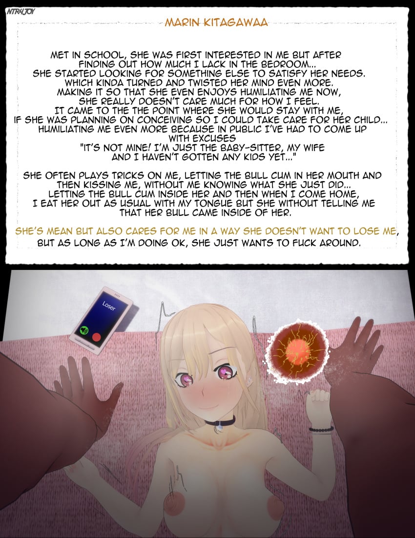 1boy 1girls age_difference bed bed_sheet blush breasts caption cellphone cheating cuckold dark-skinned_male earrings english english_text female fertilization gyaru heart heart-shaped_pupils high_resolution impregnation jewelry kitagawa_marin large_filesize looking_at_viewer male male_pov medium_breasts netorare nipples ntr ntr4joy nude older_male older_man_and_teenage_girl ovum phone pov sex smile sono_bisque_doll_wa_koi_wo_suru sperm_cell symbol-shaped_pupils teenage_girl teenager text very_high_resolution younger_female