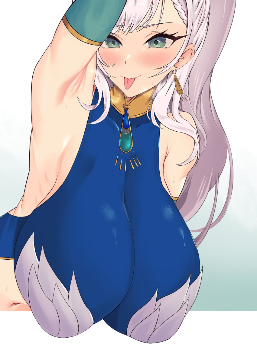 1girl 1girls akarika057 armpits breasts clothed female hanging_breasts hololive hololive_indonesia huge_breasts milf pavolia_reine rika_(akarika057) solo sweat tongue_out upper_body virtual_youtuber