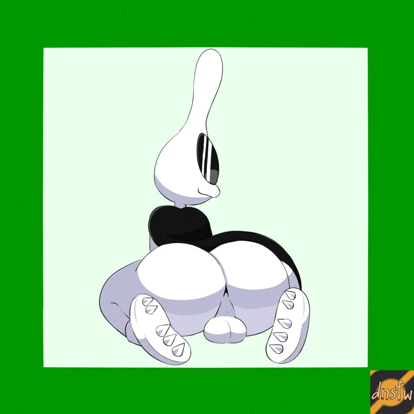 alien anthro ass backsack balls butt clothing eyewear footwear genitals glasses hi_res male male_only mario_(series) nintendo orbulon reallydarkandwindie shoes smile video_games warioware white_body