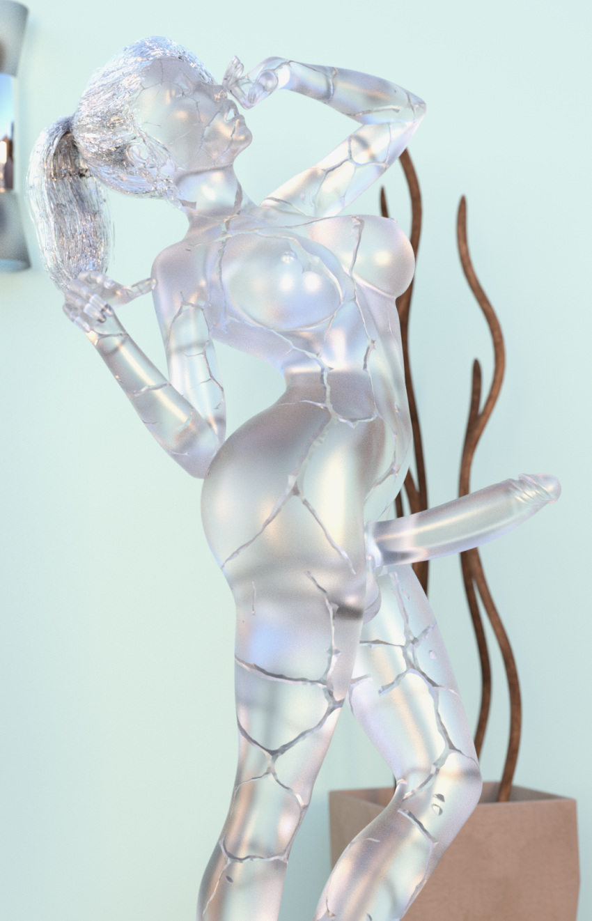 1futa 3d cracks erect_nipples erect_penis futa_only futanari ice ice_statue large_breasts ponytail slushe_(website) solo solo_futa standing statue suefantasy3dx