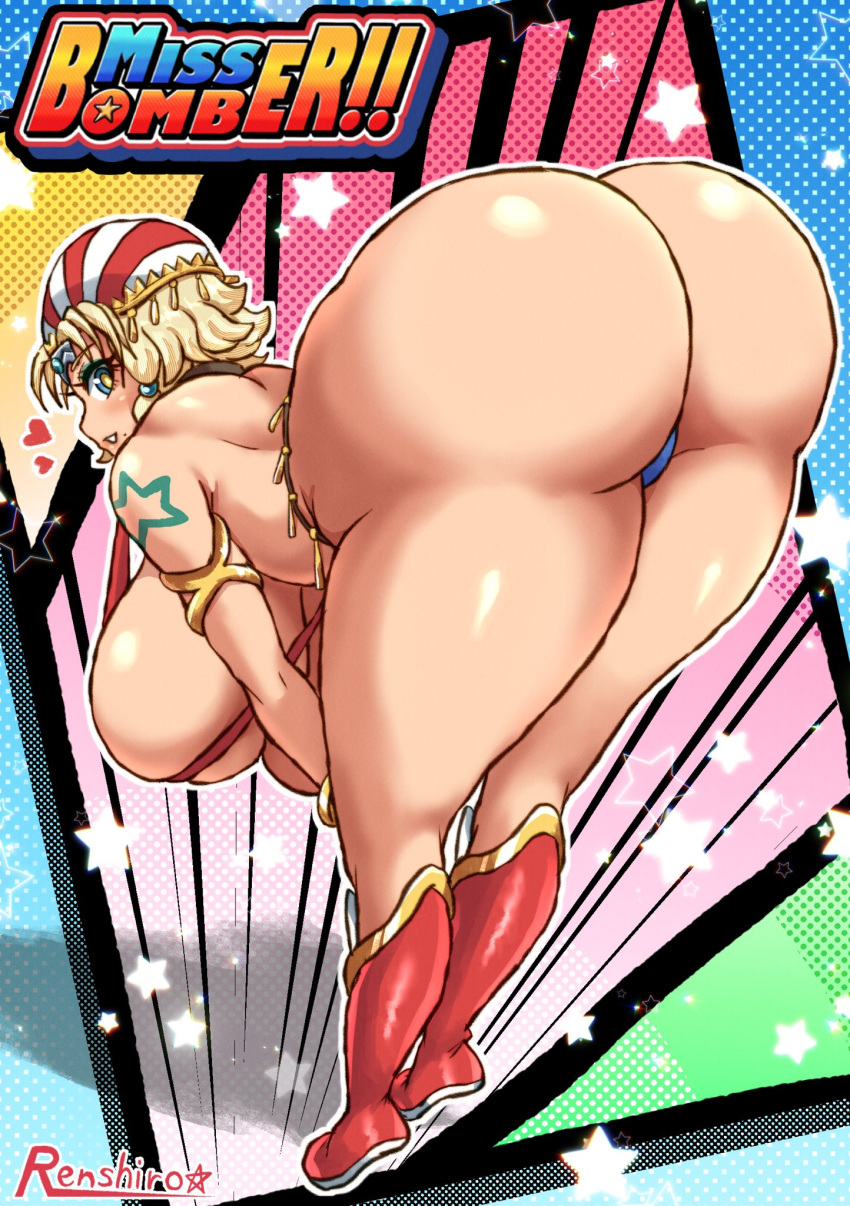 armband ass big_ass big_breasts big_butt blonde_female blonde_hair blue_eyes boots bottom_heavy breasts bubble_ass bubble_butt choker dat_ass fat_ass fat_butt female female_only huge_ass huge_breasts huge_butt large_ass large_breasts large_butt light-skinned_female light_skin looking_at_viewer miss_bomber!! miss_bomber_(character) nice_ass r0771 renshirou renzaburo0771 seductive sling_top tattoo thick_ass thick_thighs thong voluptuous wide_hips wristbands yellow_pupils