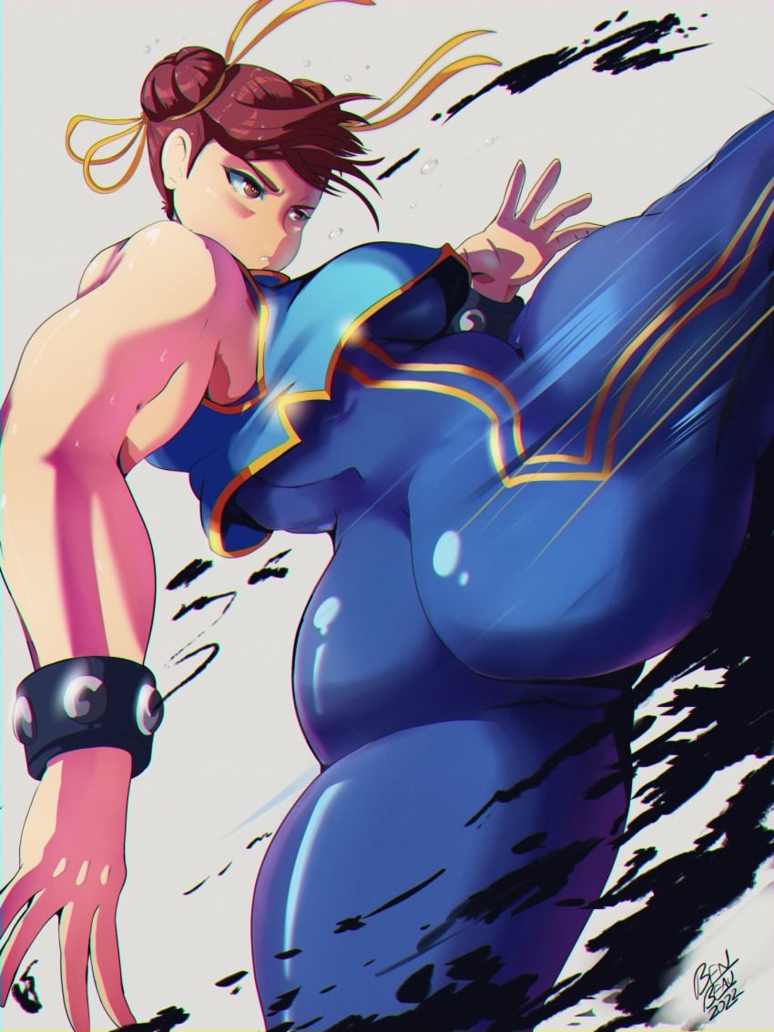 1girls ass athletic benbeau big_ass bracelet brown_eyes bubble_butt capcom chun-li curvy double_bun fat_ass female female_focus female_only flexible hair_ribbon large_ass light-skinned_female muscular muscular_female simple_background solo street_fighter street_fighter_alpha tagme thick_thighs thighs toned toned_female voluptuous white_background