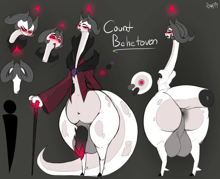 anthro anus ass balls belly big_balls big_butt big_penis bottomless bottomless_anthro bottomless_male cane chubby_anthro chubby_male clothed clothing coat count_behetoven dragon fangs genitals glowing glowing_genitalia gradient_background grey_background grey_body grey_scales half-closed_eyes halo horn huge_balls huge_butt huge_cock hyper hyper_balls hyper_genitalia kingofacesx long_neck looking_at_viewer looking_back male model_sheet multi_horn narrowed_eyes navel pear-shaped_figure penile_spines penis perineum potbelly red_sclera scales simple_background slightly_chubby solo thick_thighs topwear vampire white_body white_scales wide_hips