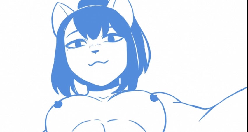 anthro breasts cat_ears catgirl cathrine_(telepurte) line_art telepurte