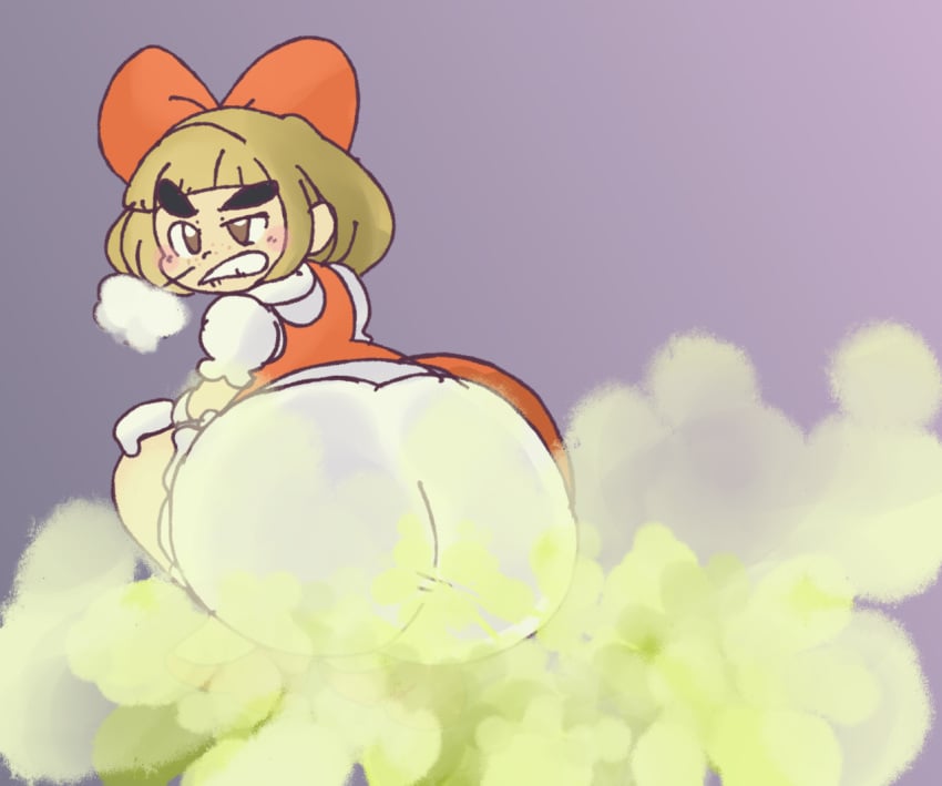 adorable big_ass big_butt cute fart farting kirbyoblue1 looking_back lulu_(warioware) panties warioware