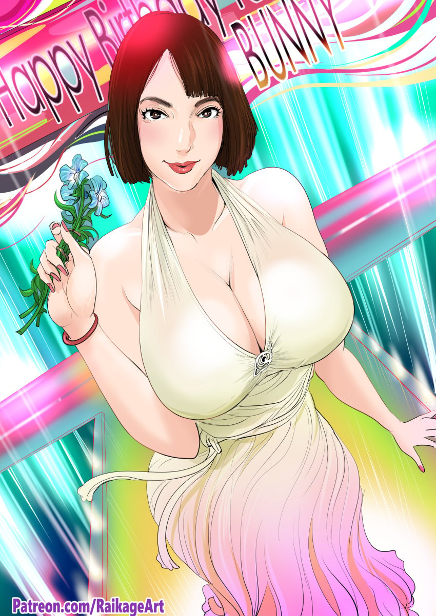 big_breasts breasts brown_eyes brown_hair bunny_ayumi huge_breasts raikageart streamer twitch.tv twitch_streamer