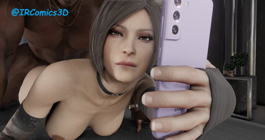 1boy 1girls 3d ada_wong ambiguous_penetration capcom cellphone dark-skinned_male dark_skin female interracial ircomics3d light-skinned_female male phone resident_evil resident_evil_2 resident_evil_2_remake selfie unfinishedneme1