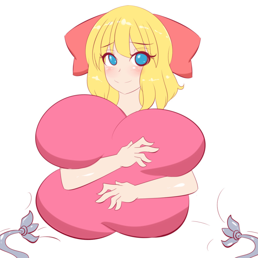 aged_up blonde_hair blue_eyes blush breast_expansion breasts breasts_bigger_than_head butt cleavage clothed clothing earthbound earthbound_(series) female giant_breasts gigantic_breasts hair huge_breasts human human_only jcdr mother_(series) mother_2 nintendo paula_jones paula_polestar pink_dress red_hairbow white_skin