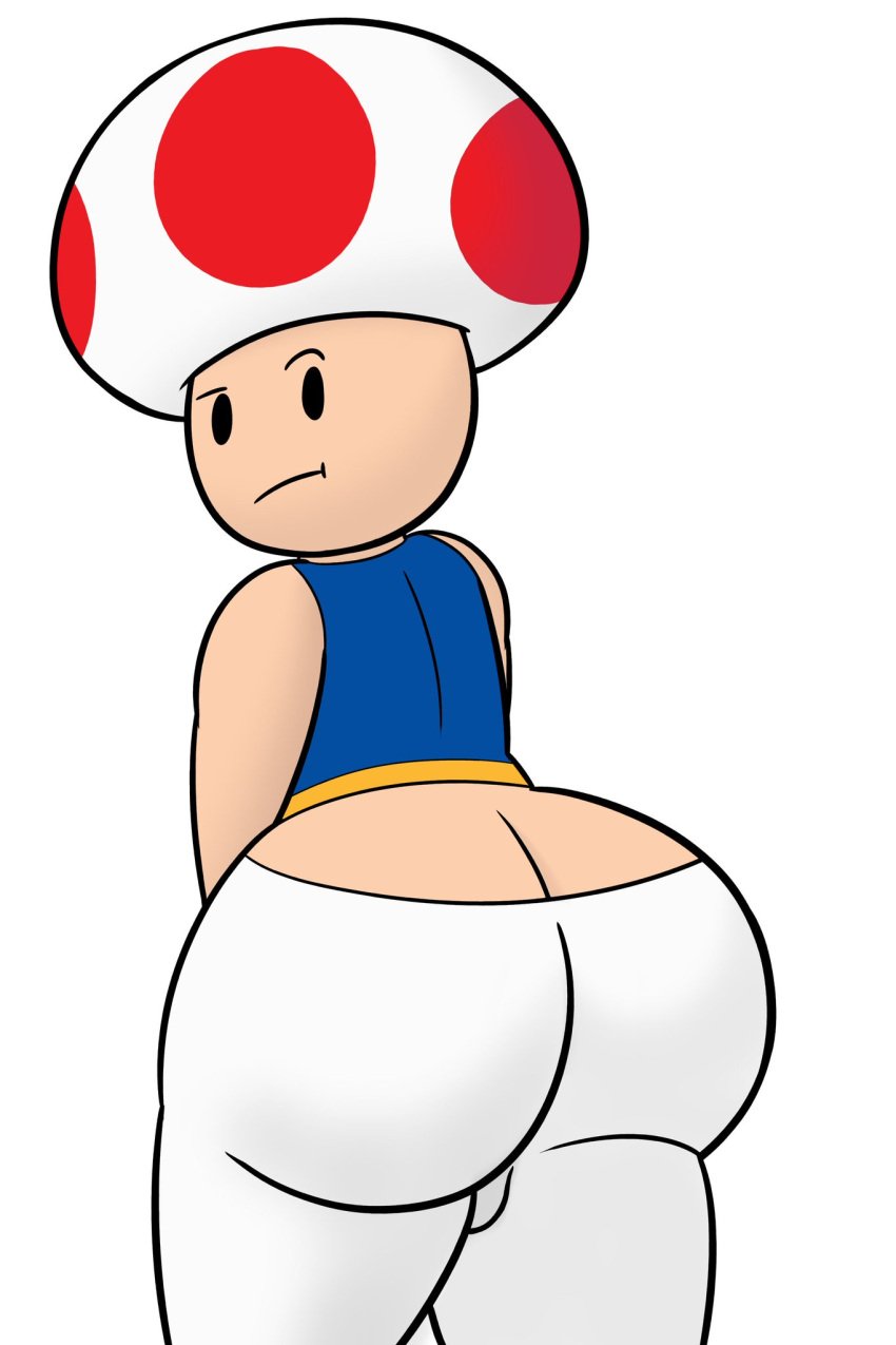 1boy about_to_fart ass ass_cleavage big_ass big_butt butt butt_crack cartoony fart fat_ass fat_butt fully_clothed huge_ass huge_butt looking_back male male_only mario_(series) mob_face nintendo pants simple_background solo thick_ass thick_butt toad_(mario) white_background yellowwood578