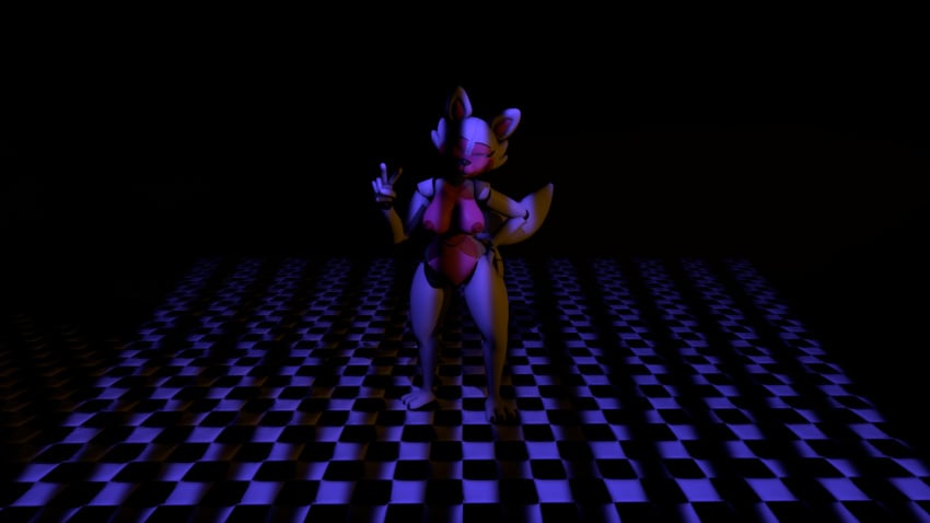 1girls 3d anthro female female_only five_nights_at_freddy's five_nights_at_freddy's:_sister_location fox foxy_(fnaf) funtime_foxy_(fnaf) funtime_foxy_(fnafsl) furry hand_on_hip moody_lighting peace_sign rule_63 sfm sister_location solo source_filmmaker tail thick_thighs