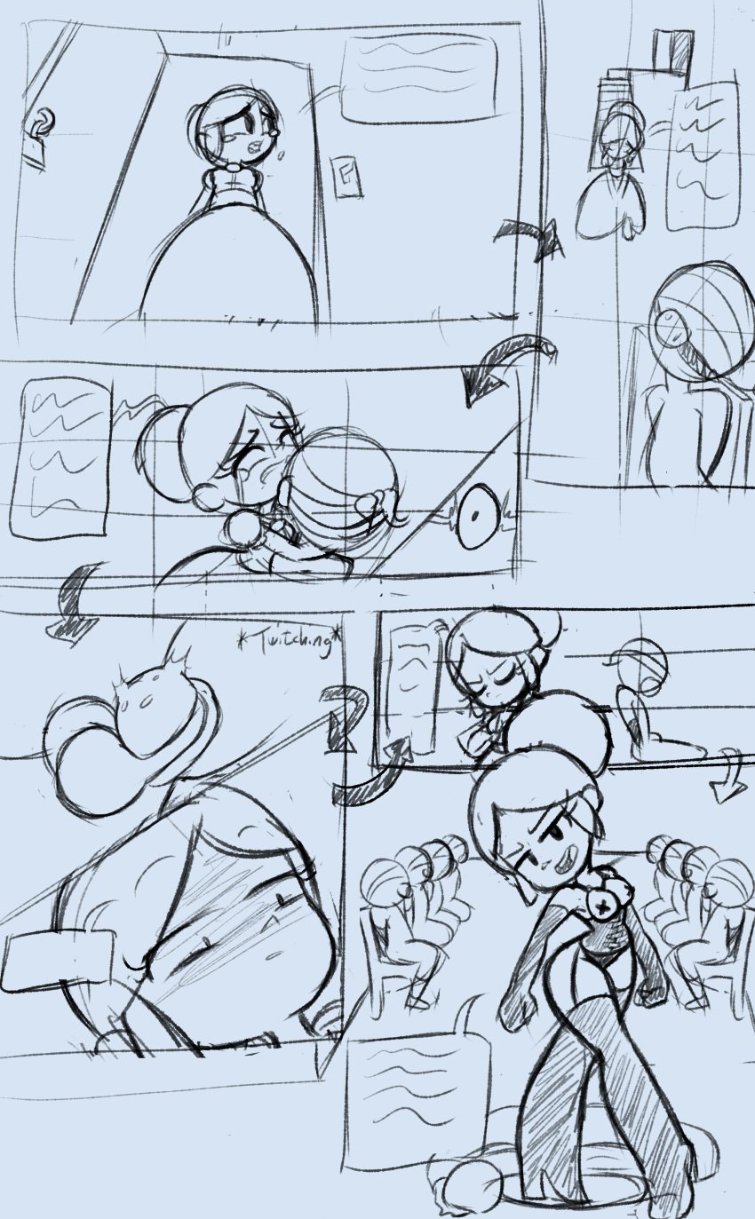 1girls brawl_stars chastity_cage comic comic_page dominant_female dominatrix female female_domination femdom latex latex_gloves lingerie luna_hombre male malesub piper_(brawl_stars) sketch sketch_page submissive_male work_in_progress