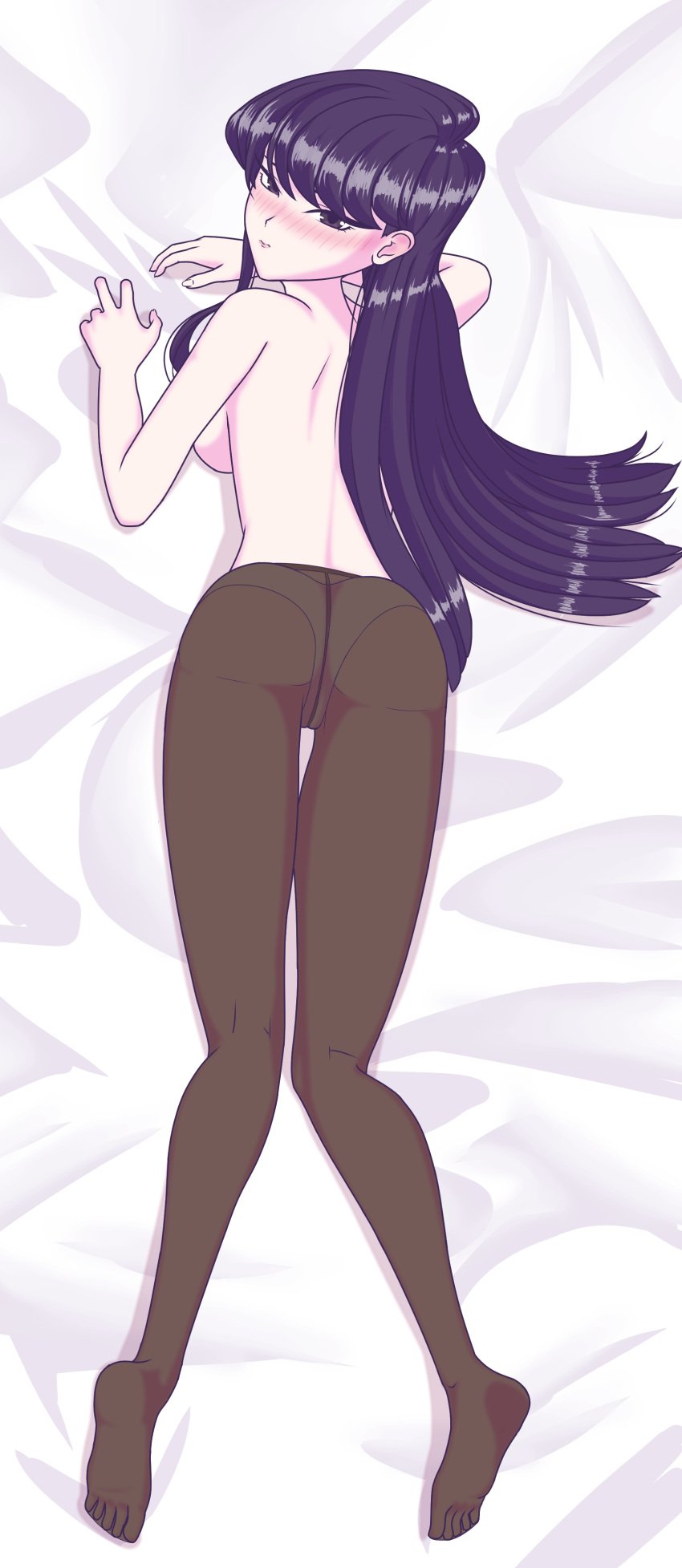 ass dakimakura female komi-san_wa_komyushou_desu komi_shouko panties panties_under_pantyhose pastryboy sideboob solo tagme topless underwear