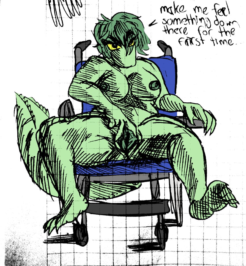 2024 5_toes absurd_res alpha_channel anthro areola banco baryonyx big_tail black_eyes breasts cavemanon_studios dialogue digital_drawing_(artwork) digital_media_(artwork) dinosaur disability english_text eyelashes feet female fingers genitals green_body green_hair green_scales hair hi_res i_wani_hug_that_gator long_tail looking_at_viewer nipples nude nude_anthro nude_female olivia_halford paraplegic prehistoric_species presenting presenting_pussy pussy reptile scales scalie short_hair simple_background sitting solo spinosaurid spread_pussy spreading tail talking_to_viewer text theropod thick_thighs toes transparent_background vehicle wheelchair yellow_sclera