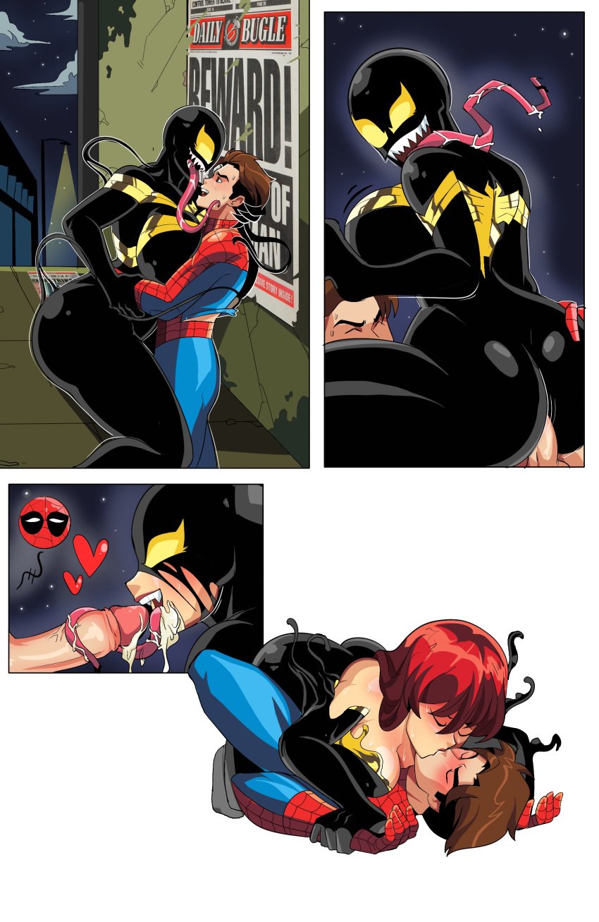 big_ass big_breasts big_penis couple couple_(romantic) dominant_female hairy_pussy light-skinned_female light-skinned_male male marvel marvel_comics mary_jane_watson nerd new_york nude nude_female nude_male panties peter_parker romantic_couple spider-man_(series) symbiote vagina vaginal_penetration