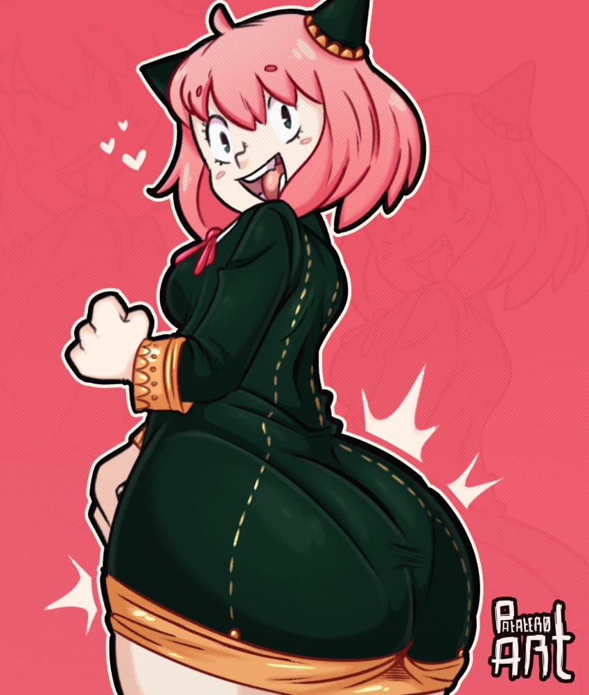 aged_up anya_forger big_ass clothed clothing patatero69 patateroart pink_hair small_breasts spy_x_family