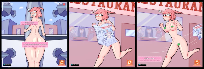 ass ass_focus convenient_censoring doki_doki_literature_club embarrassed embarrassed_nude_female enf exposed_ass humiliation livestream natsuki_(doki_doki_literature_club) outdoor_nudity oz_the_freak parody pink_hair public_exposure public_humiliation public_nudity recording text_box the_fairly_oddparents