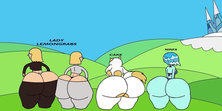 4girls adventure_time ass_chart ass_comparison big_ass cake_the_cat earl_lemongrab huge_ass nini_mihy water_nymph wide_hips