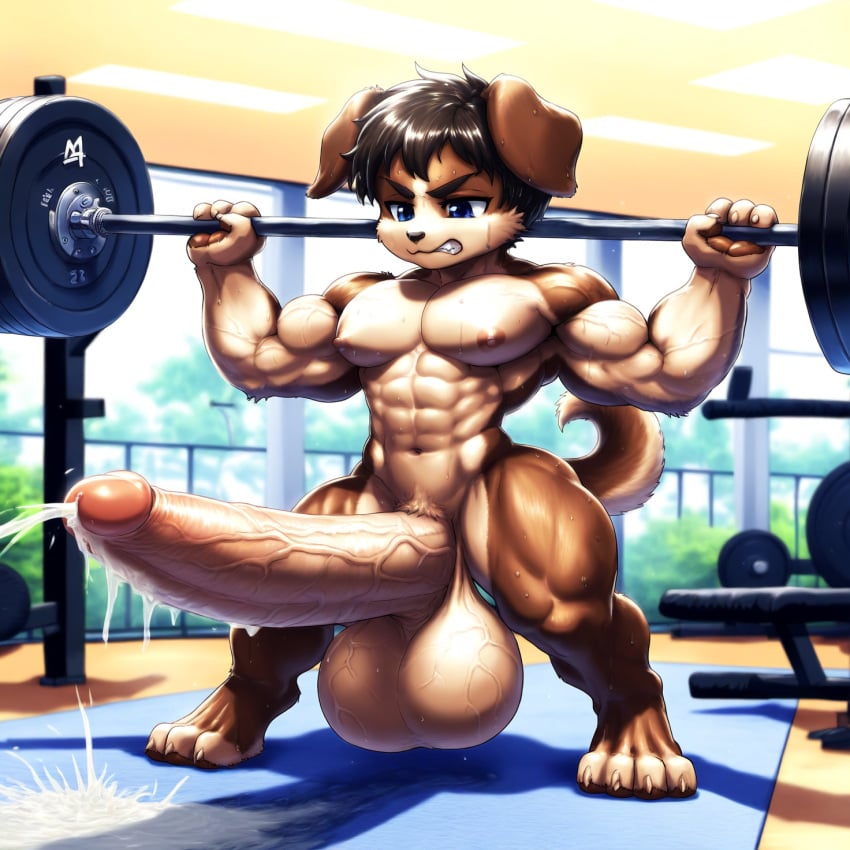 4_fingers 4_toes abs ai_generated anthro anthro_only biceps big_muscles bodybuilder broad_shoulders calves canine clawed_fingers clawed_toes completely_nude cub cute digitigrade domestic_dog erection excessive_sweat frown furry glistening_body glutes gritting_teeth gym hard_nipples hyper hyper_balls hyper_genitalia hyper_penis indoors male male_only manly messy muscle_tone muscular muscular_anthro muscular_arms muscular_male muscular_thighs musk nai_diffusion naked nude nude_workout nudist pawpads pecs pectorals precum shameless solo standing straining strong sweating_profusely thick_arms thick_thighs veiny_muscles veiny_penis veiny_testicles weightlifting weights wide_stance young