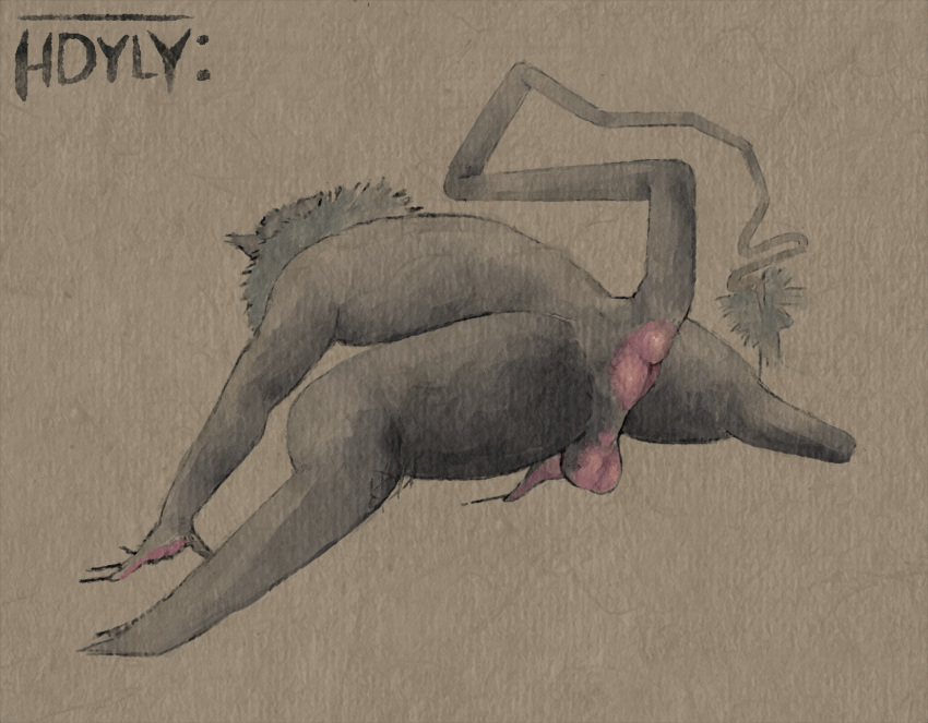 absurd_res anthro anus anus_focus artist_logo artist_name ass balls black_body black_fur casual_nudity cryptid digitigrade fur gaping genitals hdyly hi_res logo long_tail male neck_tuft nude prehensile_tail presenting presenting_anus presenting_hindquarters seraphix signature sitting solo spread_legs spreading stretching tail tail_tuft tuft