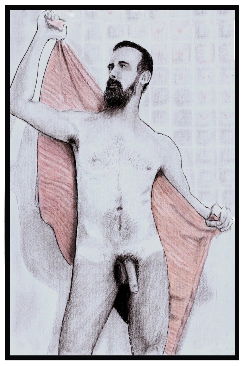 birthday_suit gay gay_male hand_drawn handdrawn handdrawn_art male male_only naked naked_male nude nude_male pencil pencil_(artwork) pencil_sketch self_upload sketches_by_adab towel_boy towel_only